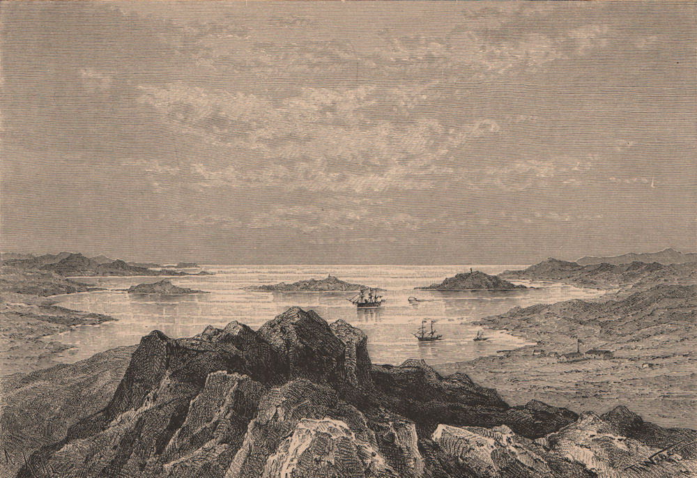 Lüderitz (Angra Pequena) - View from Nautilus Point. Namibia 1885 old print